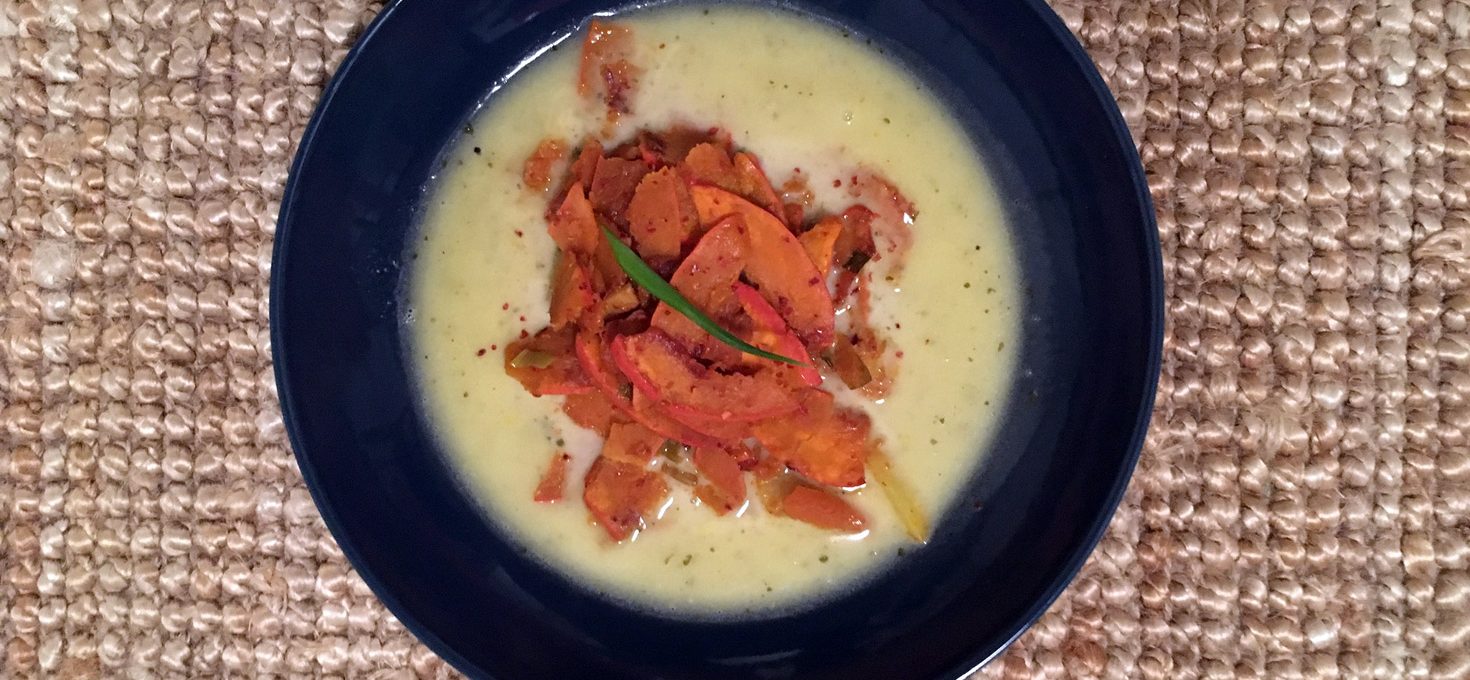 Marinierter Kürbis im Kokossüppchen